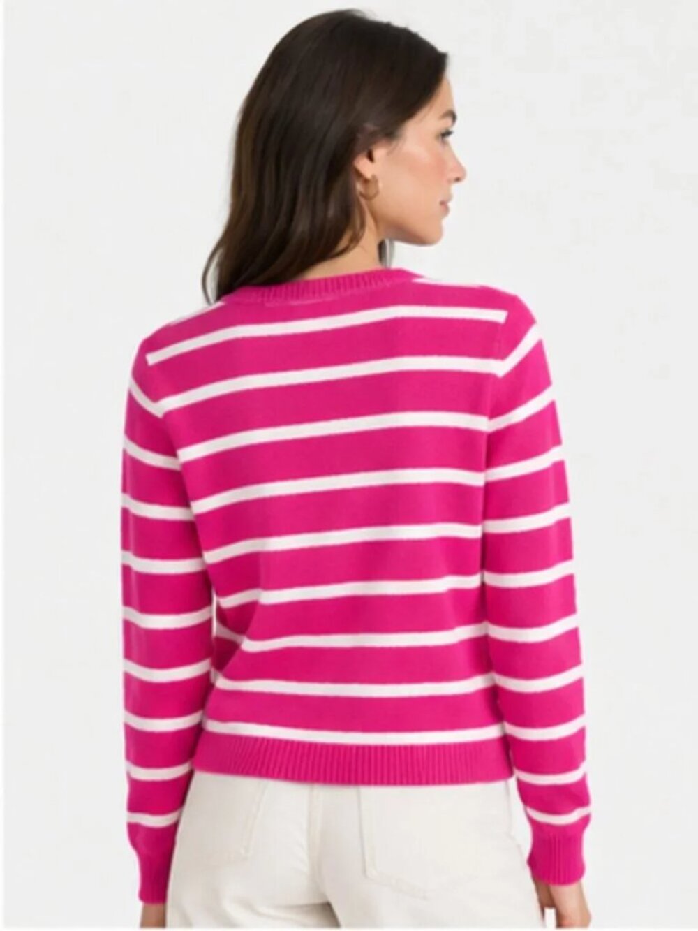 Raspberry Pink Thick Striped Sweater - Picture 3 of 5